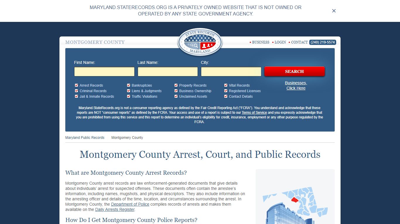 Montgomery County Arrest, Court, and Public Records